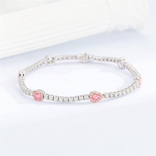 Classic Pink & White Diamond Tennis Bracelet