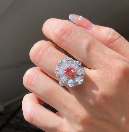 Fancy Intense Orangy Pink Diamond Ring