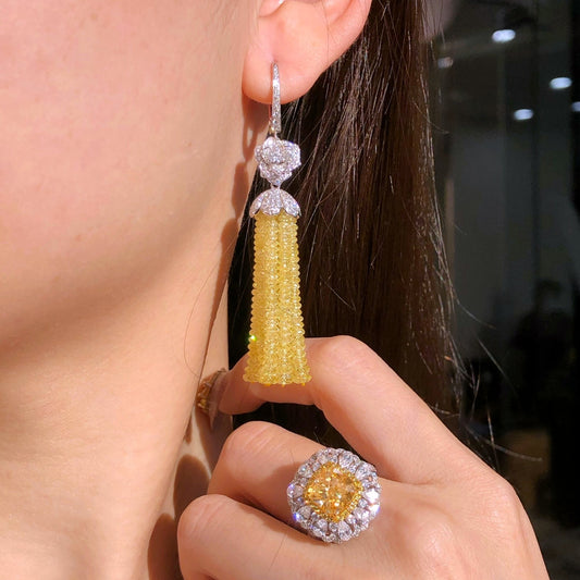 White & Yellow Diamond Earrings