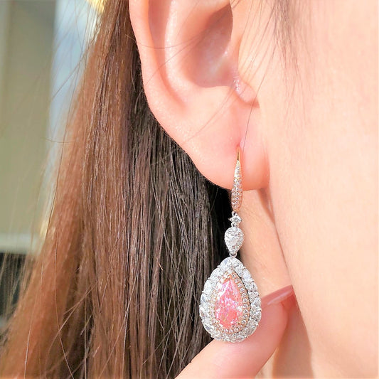Boucles d'oreilles pendantes fantaisie roses