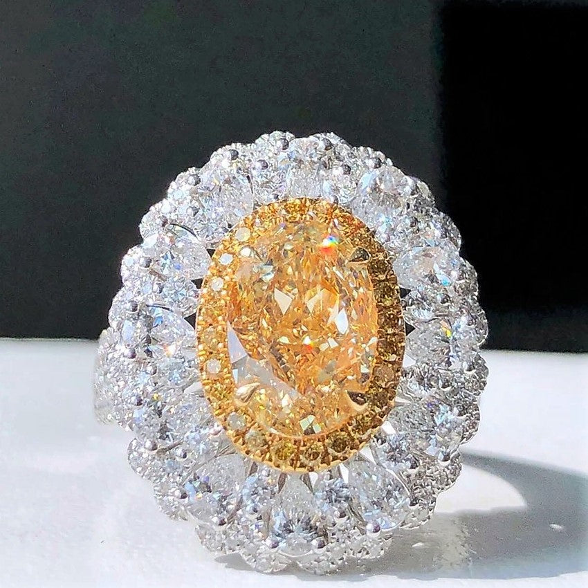 4 Karat GIA zertifizéiert ausgefalene Giel Oval Diamant Verlobungsring