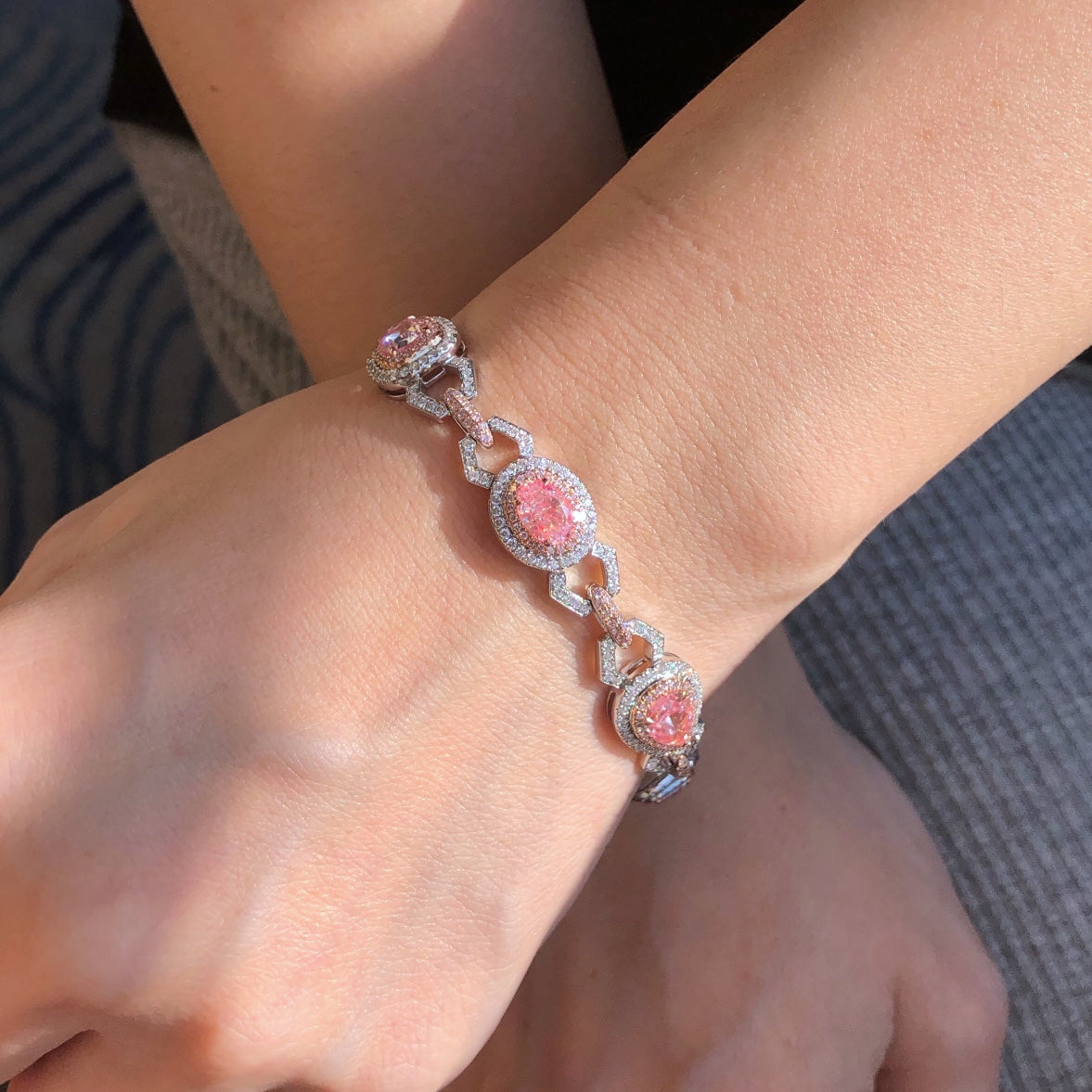 Pink & White Halo Bracelet