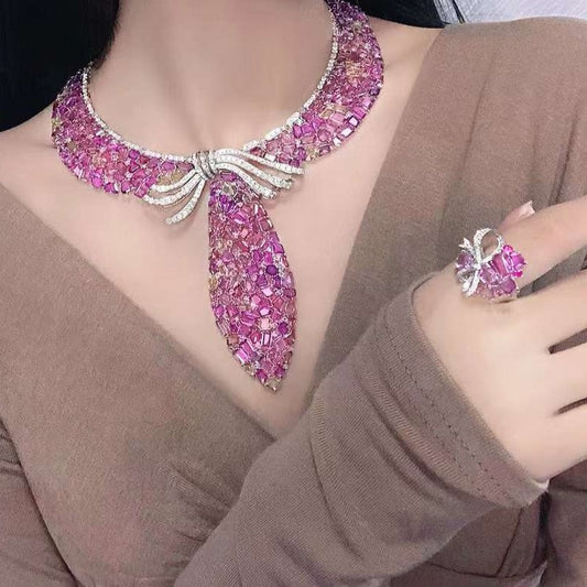 Pink Sapphire and Diamond Collar Necklace