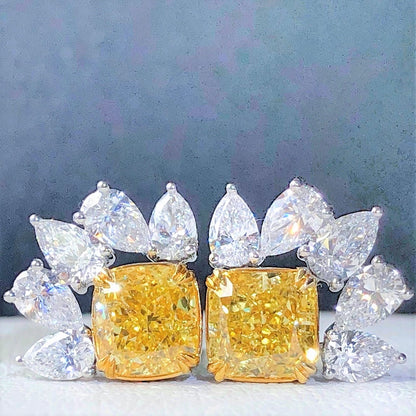 3.94 Yellow & White Diamond Studs