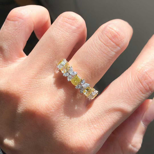 2ct Yellow Diamond Multi-Shape Half Band Ring