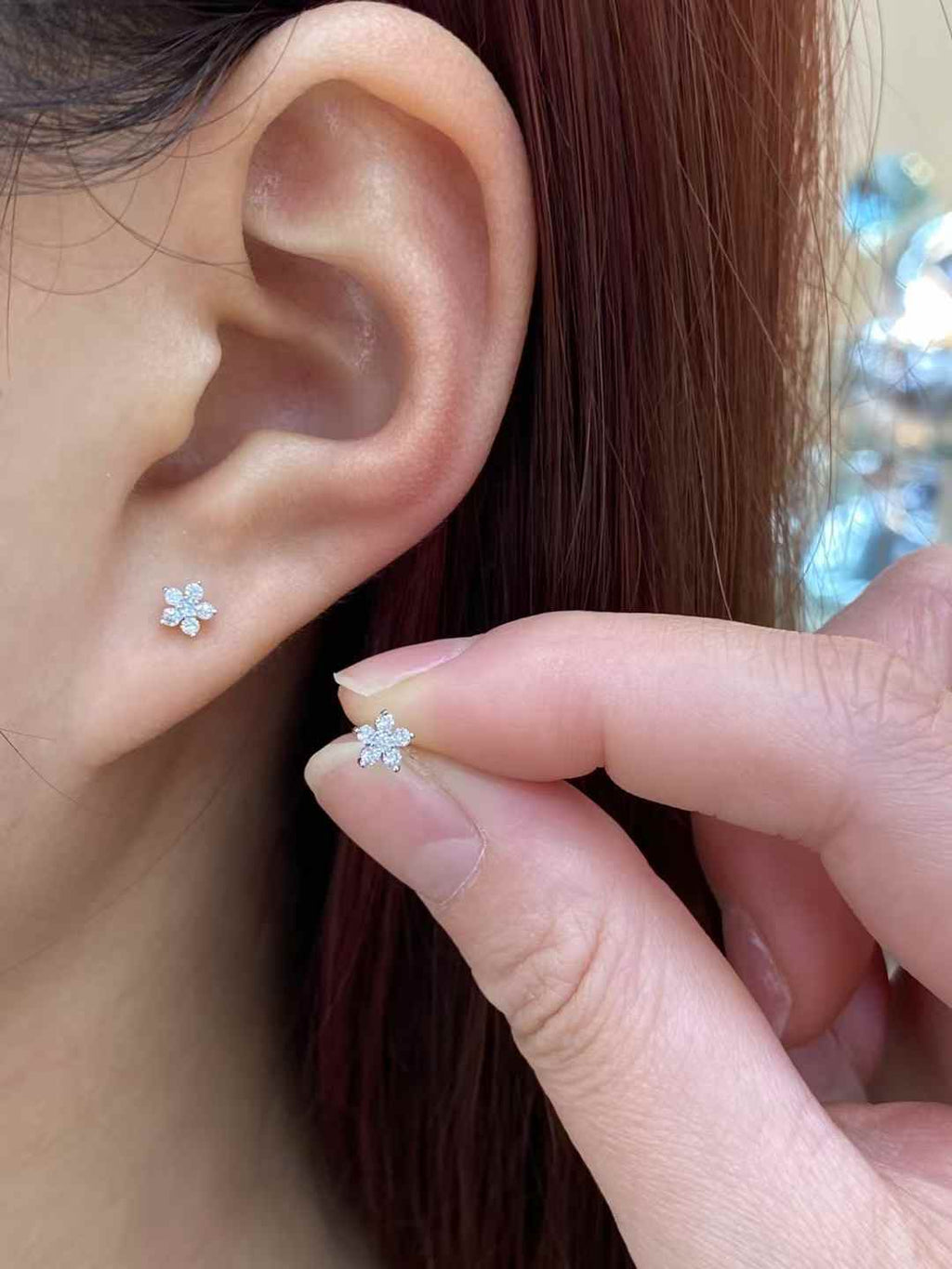 Cherry Blossom Diamond Stud Earrings
