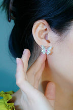Pink Diamond Butterfly Earrings