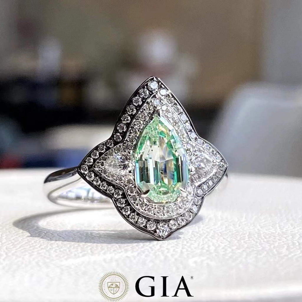 GIA 0.90ct Shield-Cut Green Diamond Ring