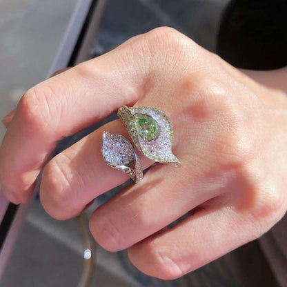 Petal Flower Diamond Ring in 18k White Gold