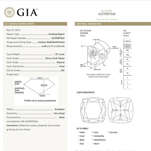 GIA Certified Engagement Ring with 4.60 Carat Yellow & White Diamond