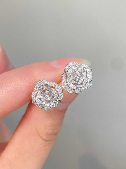 Camellia Diamond Stud Earrings