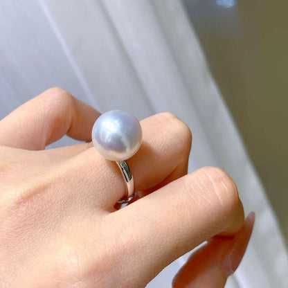 Pearl Diamond Pave Texture Waves Ring