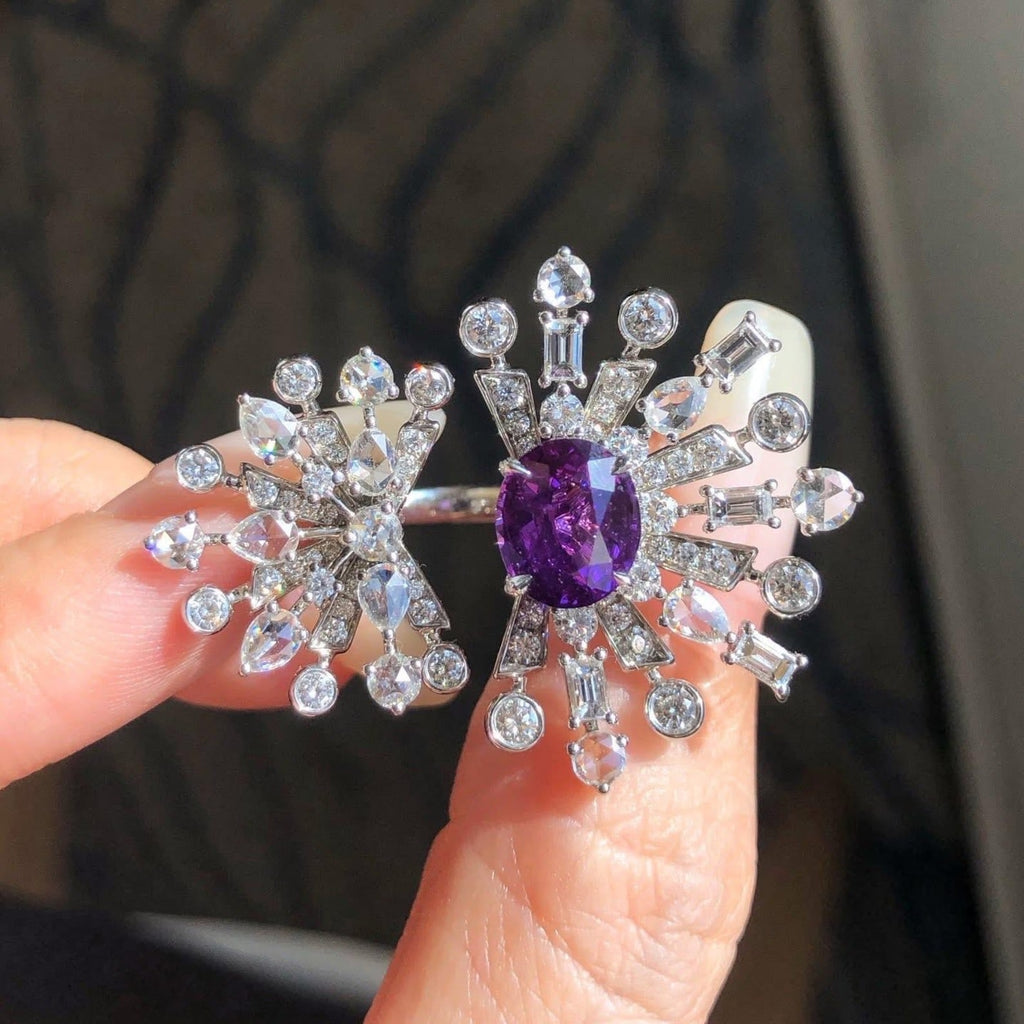 Intense Violet Sapphire Diamond Cocktail Ring