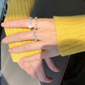 Bague Eternité Diamants Formes Mixtes 1CTC en Or Blanc 18K, Taille Personnalisée, Bague Élégante en Diamant