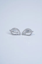 18K Tapered Leaf Diamond Stud Earrings