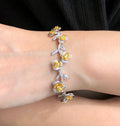 Fancy White & Yellow Diamond Rose Two Tone Bracelet