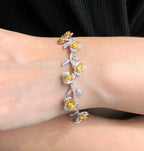 Fancy White & Yellow Diamond Rose Two Tone Bracelet