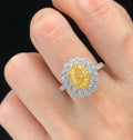 Yellow Oval Diamond Double Halo Ring