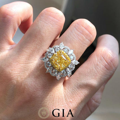 2.51 Carat Fancy Yellow Diamond Ring