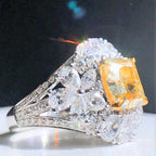Luxury cushion-cut yellow diamond ring with 2.90ct white diamond accents
