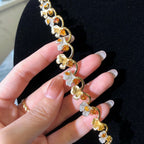 Collier à fleurs avec diamants jaunes fantaisie