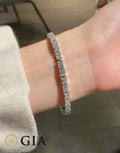 18K White Gold Emerald Cut Diamond Bangle Bracelet