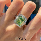 GIA 8.09ct Green Diamond Ring with 1.58ct Accent Diamonds