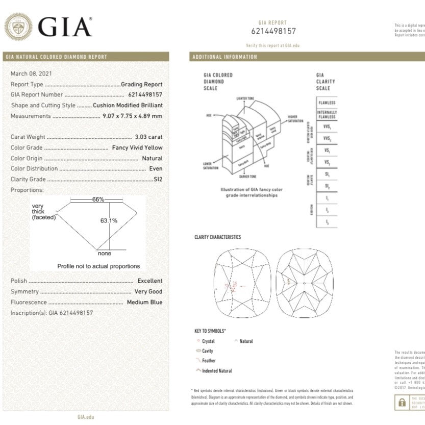 Eze Jewelry GIA Certified 3.00 carat Fancy Vivid Yellow Diamond Ring