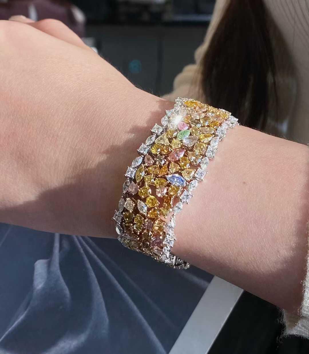 Multicolored Natural Diamond Bracelet — 30 Carats