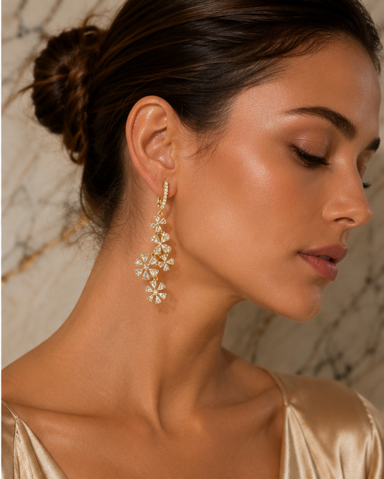 Rose Cut Diamond 18 Karat Gold Earrings