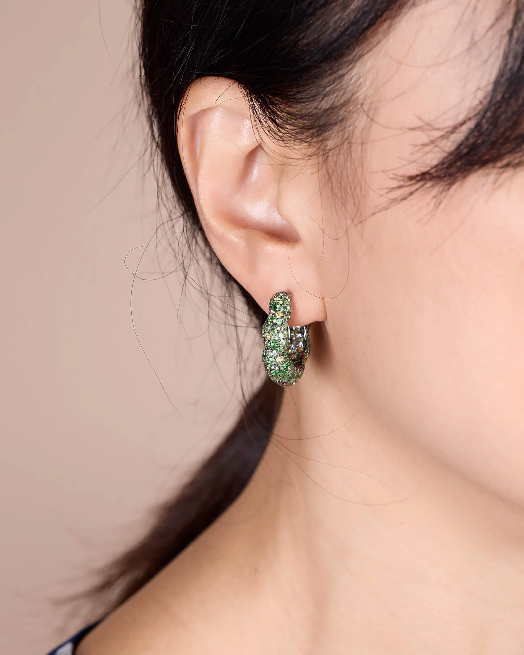 Green Sapphire Hoop Earrings