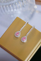 18K Gold 1.00ct Pear-Cut Pink Diamond Threader Earrings