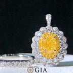 Yellow Oval Diamond Double Halo Ring