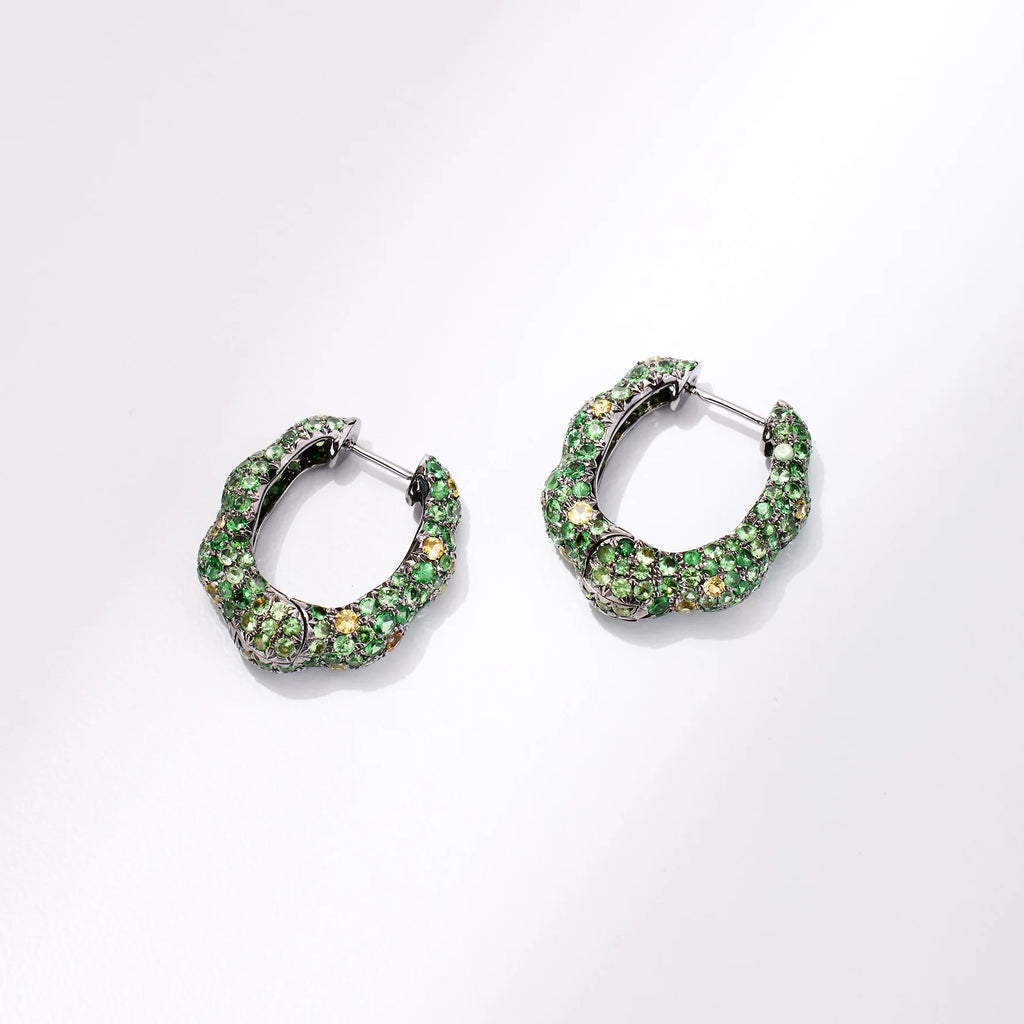 Green Sapphire Hoop Earrings