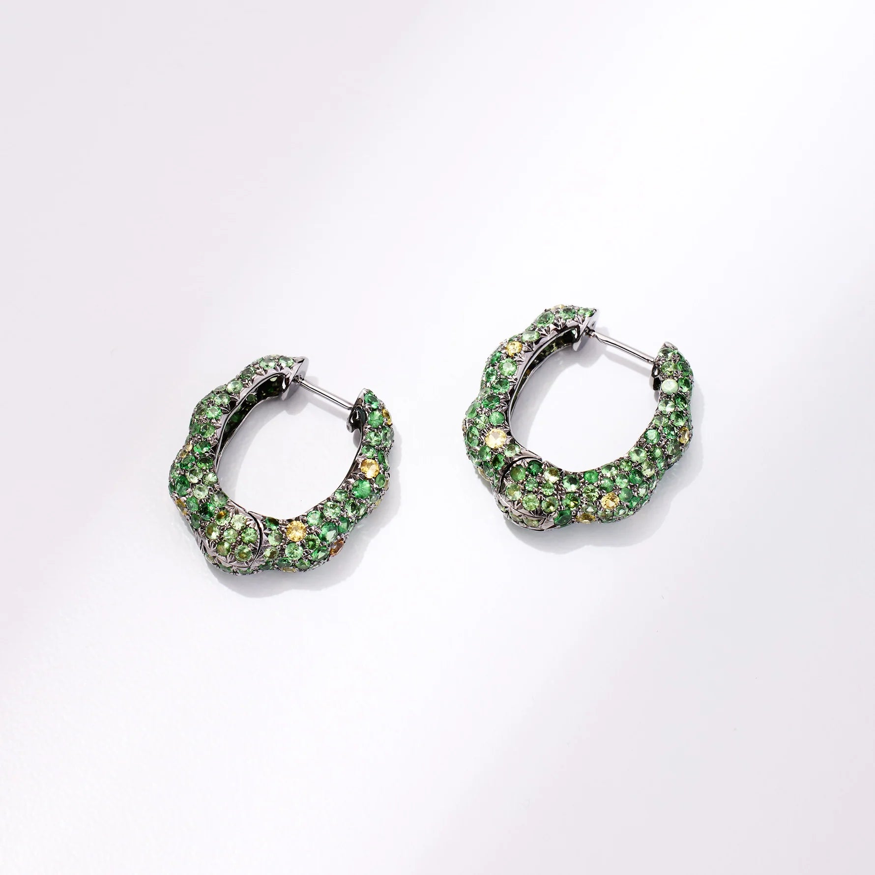 Green Sapphire Hoop Earrings