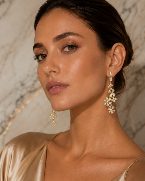 Rose Cut Diamond 18 Karat Gold Earrings