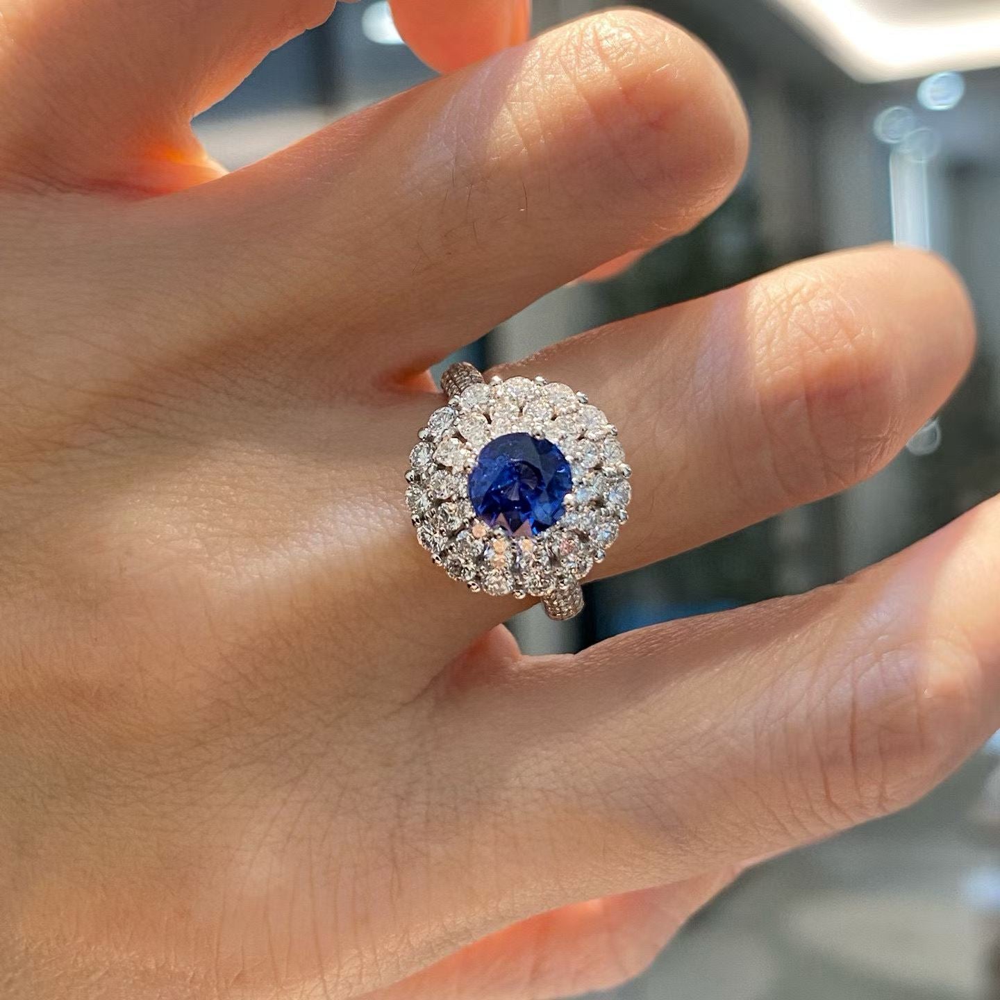 Royal Blue Sapphire Diamond Ring