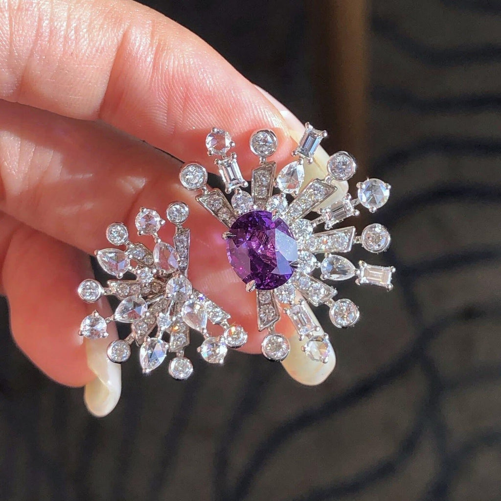 Intense Violet Sapphire Diamond Cocktail Ring