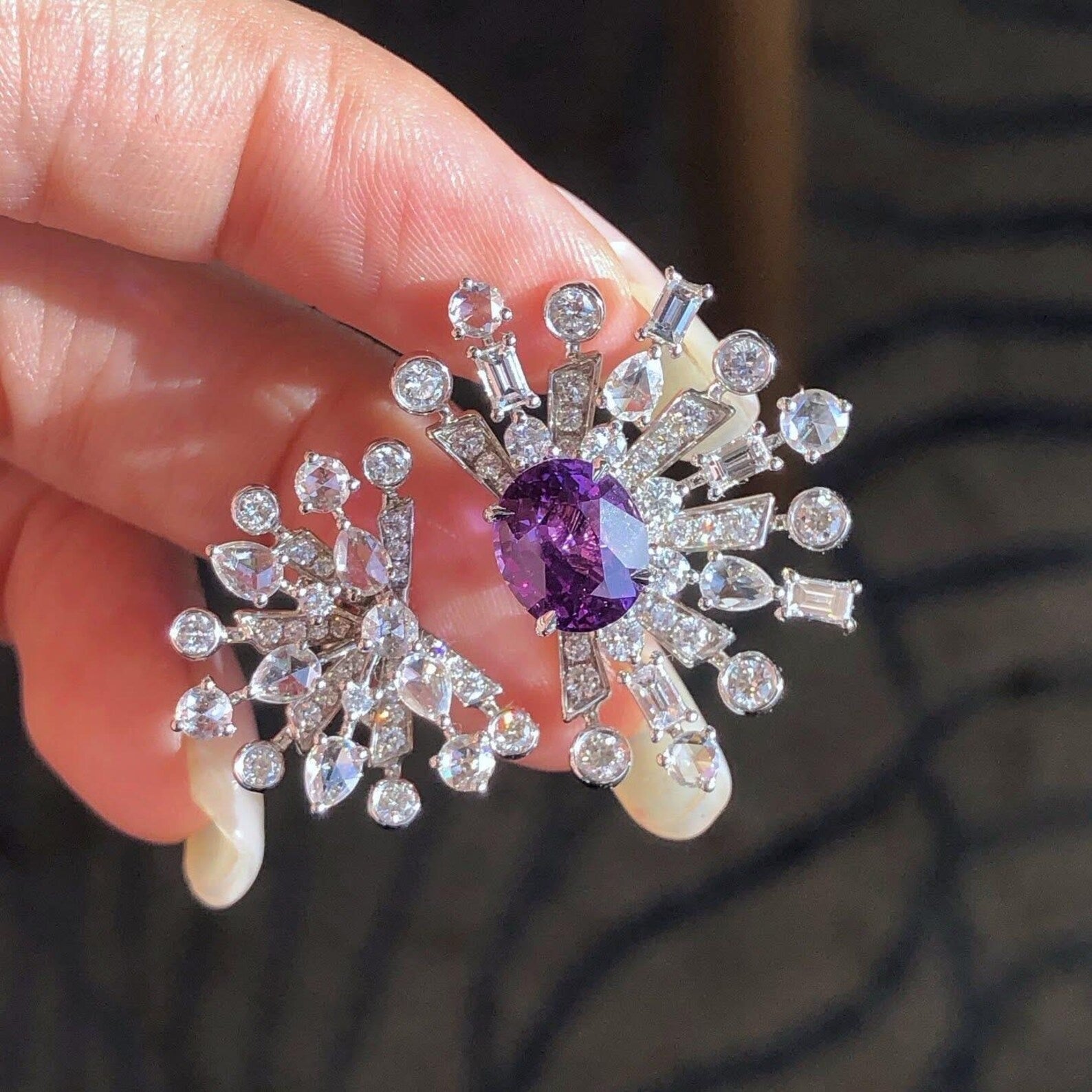 Intense Violet Sapphire Diamond Cocktail Ring