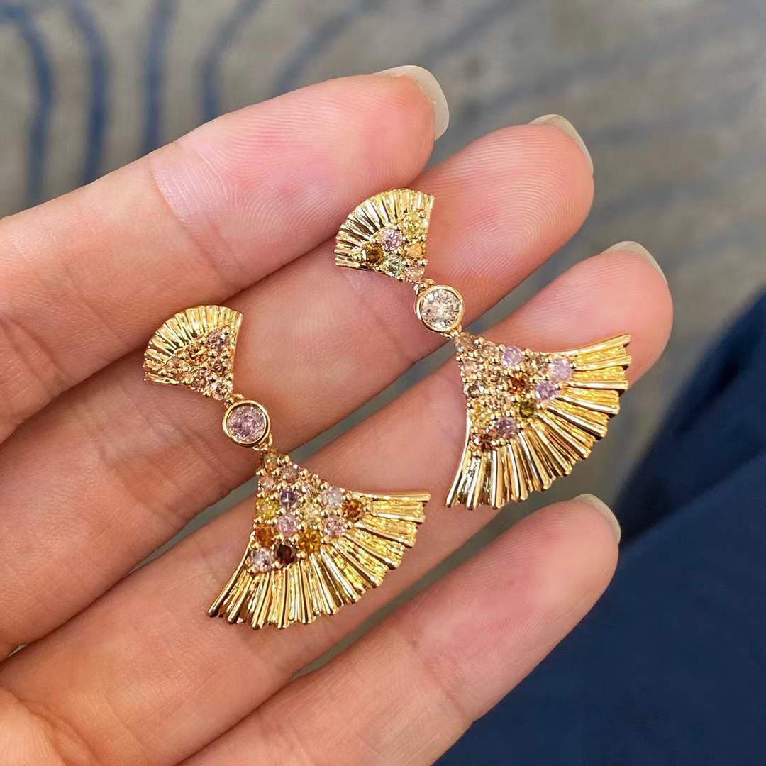 Fancy-Colored Fan Earrings