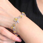 Bracelet fantaisie en diamants jaunes et blancs