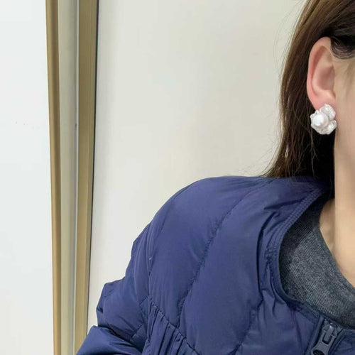 18K Pearl Diamond Earrings