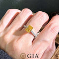 Deep Yellow Emerald Cut Diamond Engagement Ring
