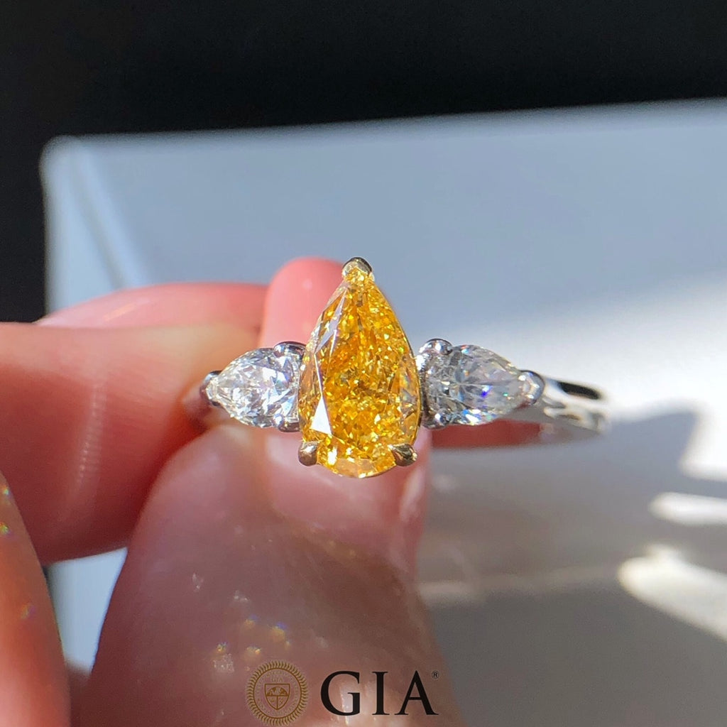 GIA Pear Yellow Diamond