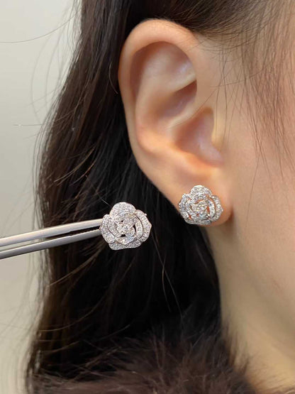 Camellia Diamond Stud Earrings