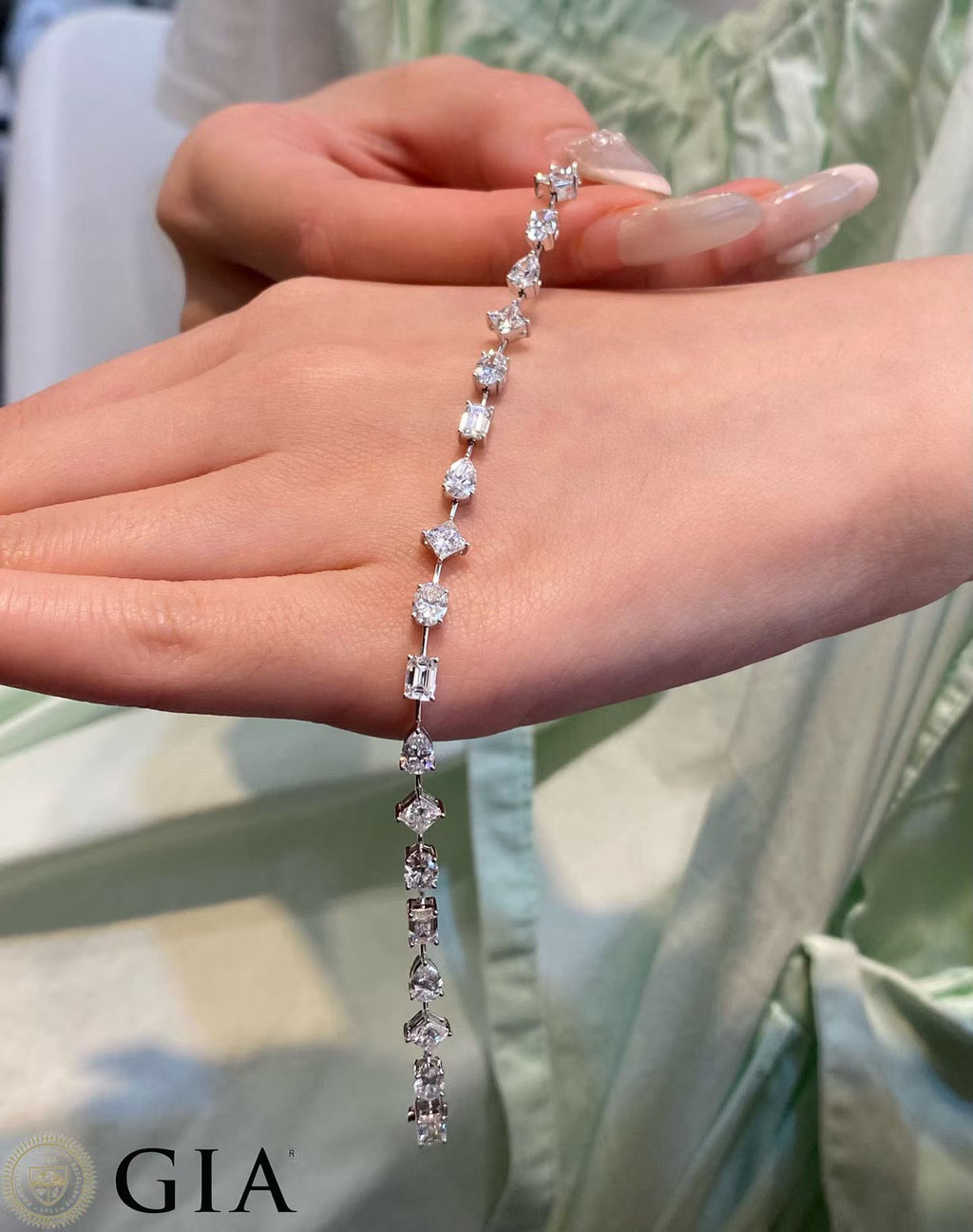 GIA Certified 6.00ct Fancy-Cut White Diamond Bracelet
