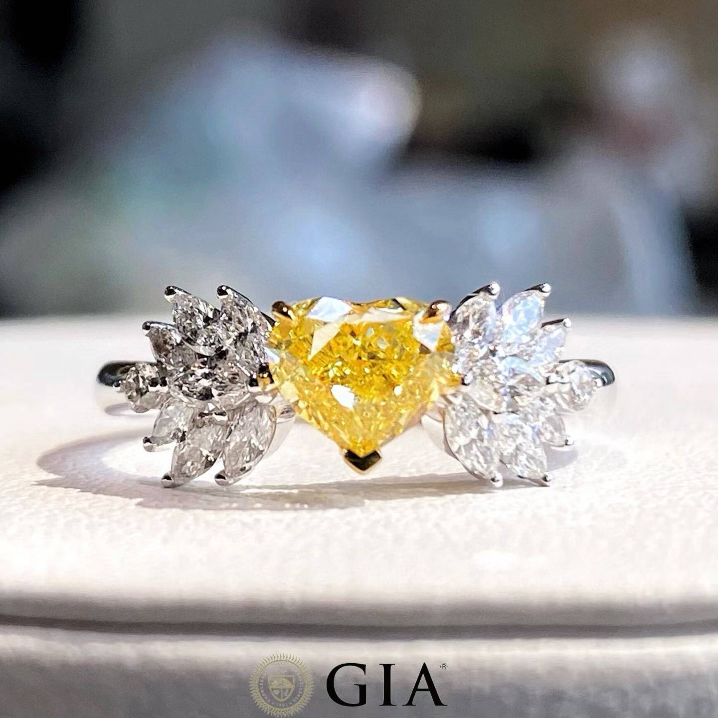 Intense Yellow Heart-Shaped Diamond Ring