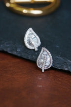 18K Tapered Leaf Diamond Stud Earrings