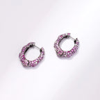 Pink Sapphire Diamond Hoop Earrings