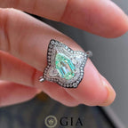 GIA 0.90ct Shield-Cut Green Diamond Ring